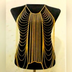 Draped Body Chain Body Jewelry Necklace Gold Tone Sexy NEW